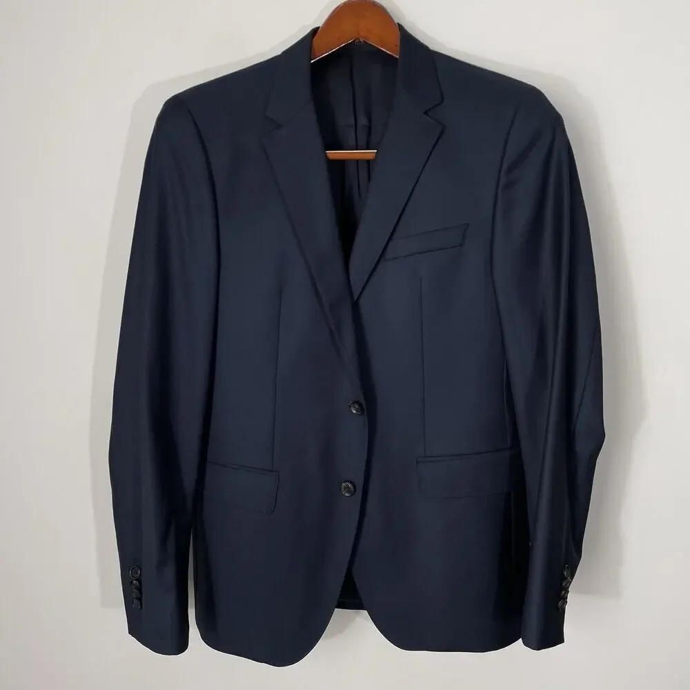 Hugo Boss The James4 Navy Blue Woven Hopsack Sport Coat Blazer 38R